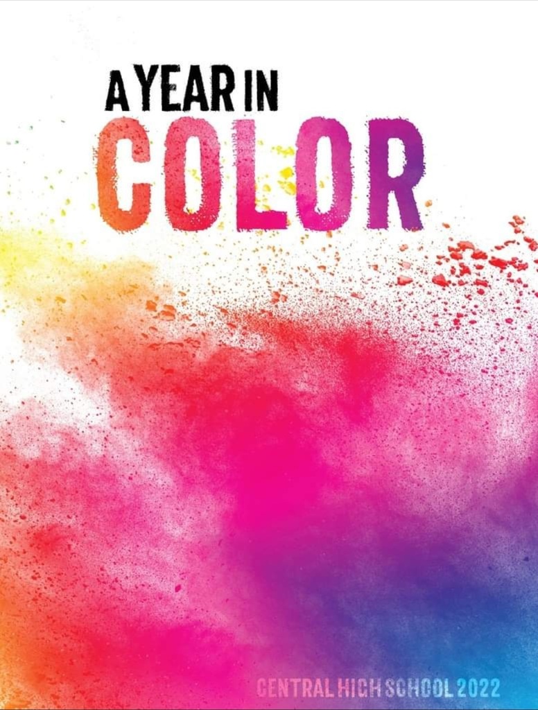 Cover of the yearbook.  Splashes of color with the title, "A Year in Color".