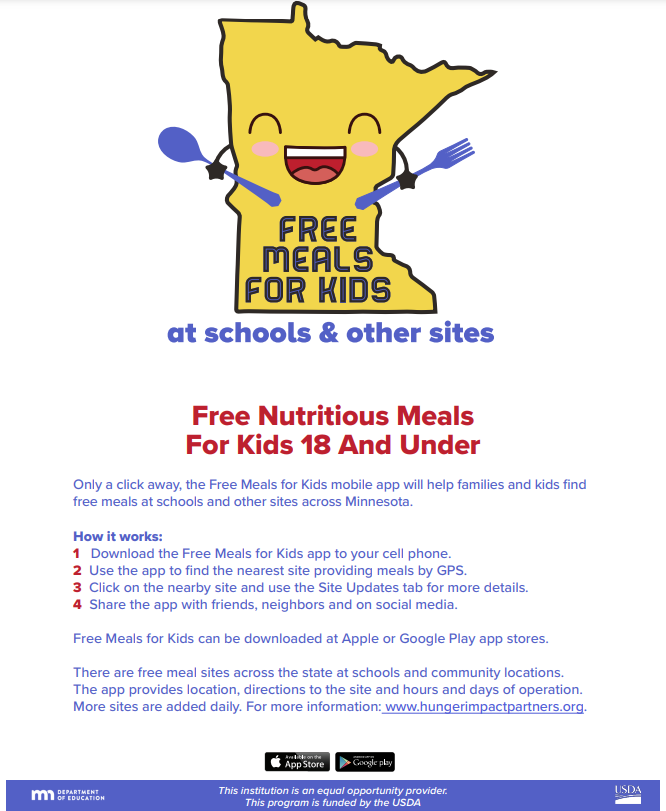 free meals for kids MN