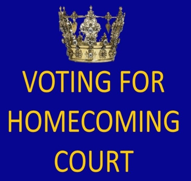A crown with the words "vote for Homecoming "